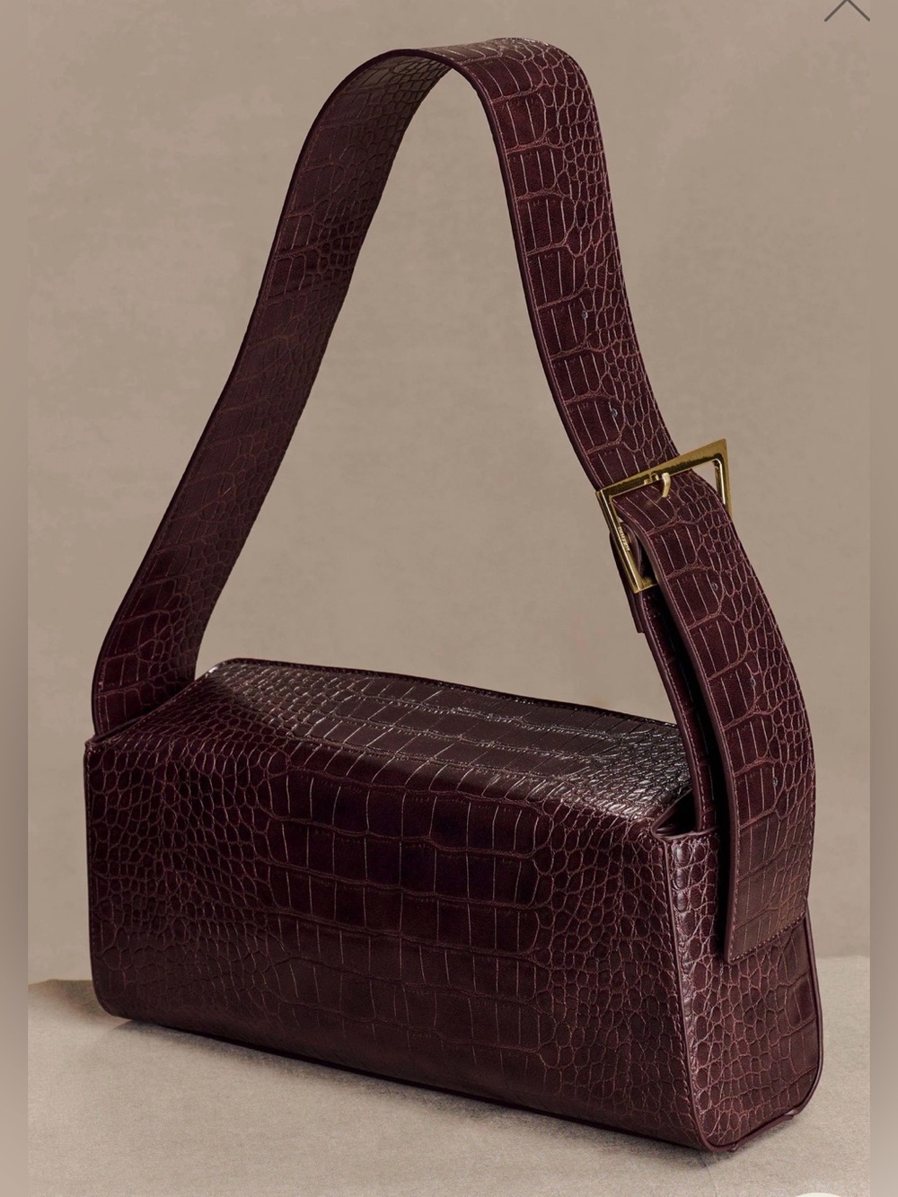 NWT MESHKI Maria Faux Leather Crocodile Shoulder Bag - Chocolate